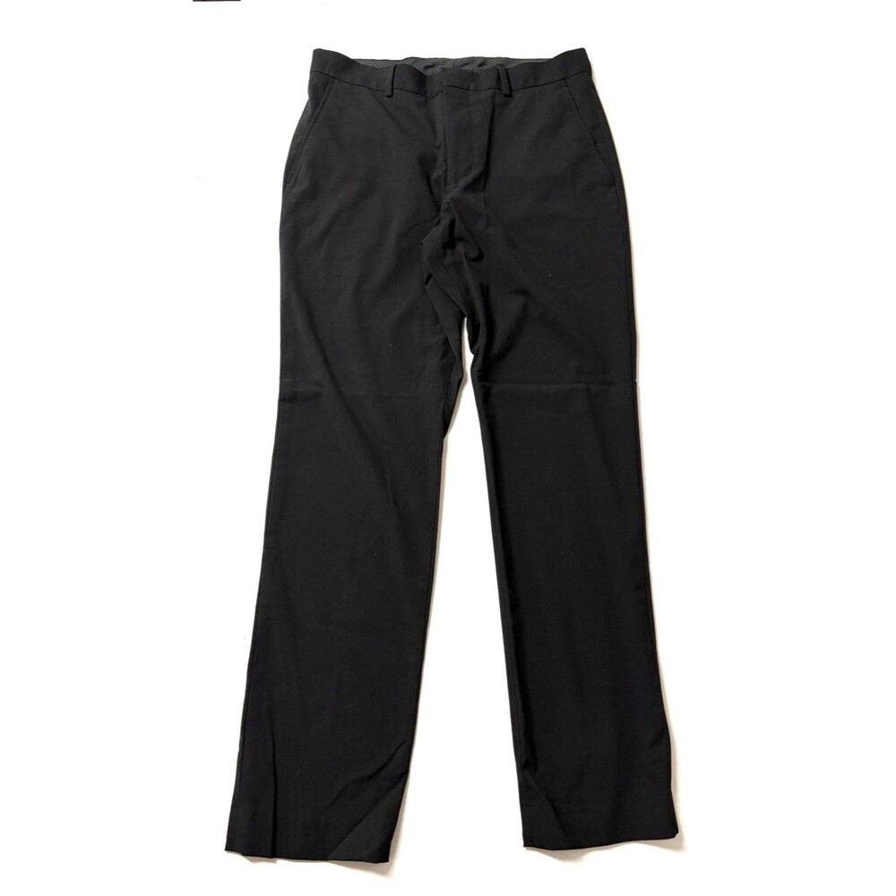 J. Ferrar Pants Mens 32x32 Black Slim Fit Flat Front Dress Stretch Career Office